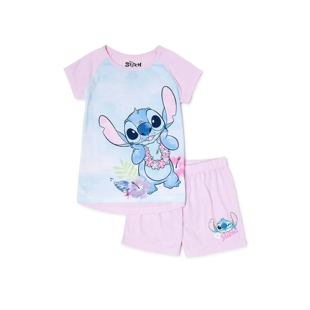 DISNEY  Lilo & Stitch Girl's Short Sleeve Shirt and Short Pajama‎ Set  Size 4/5